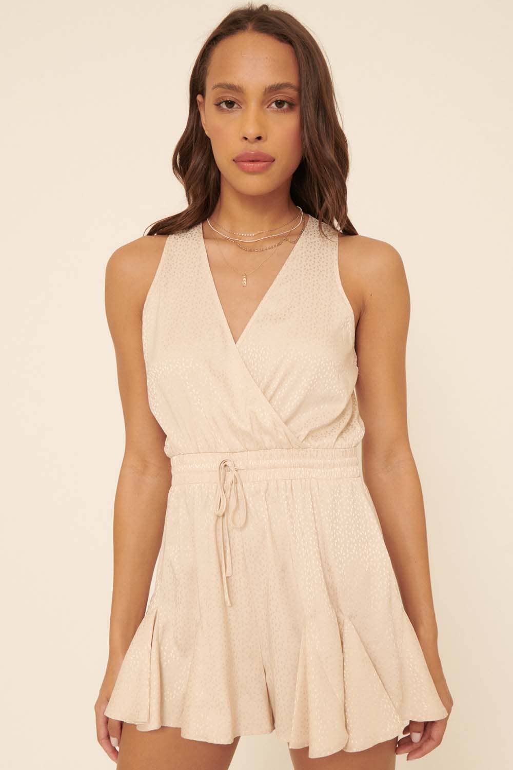 Aubrey Abstract Polka Dot Print Surplice Neck Romper