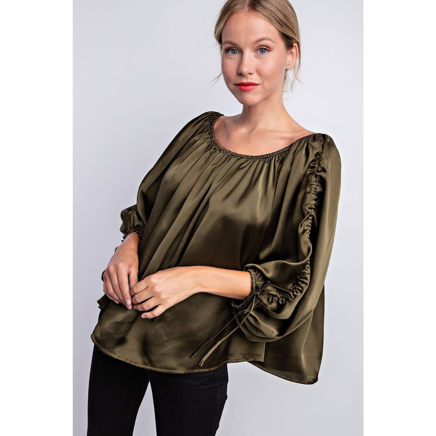 BALLON SLEEVE OFF THE SHOULDER BLOUSE - LVC3185