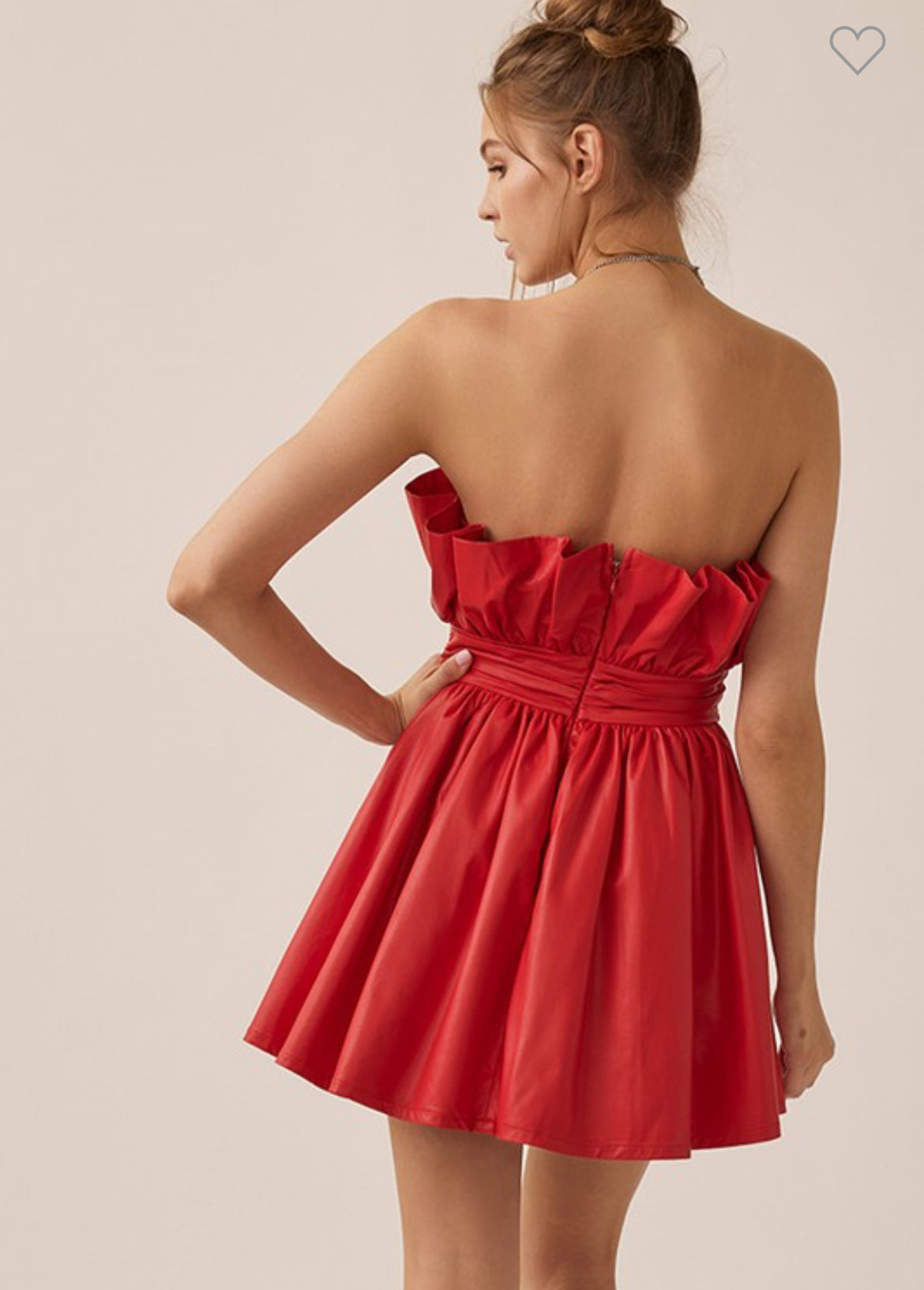Olivia off shoulder pleated romantic pu mini dress