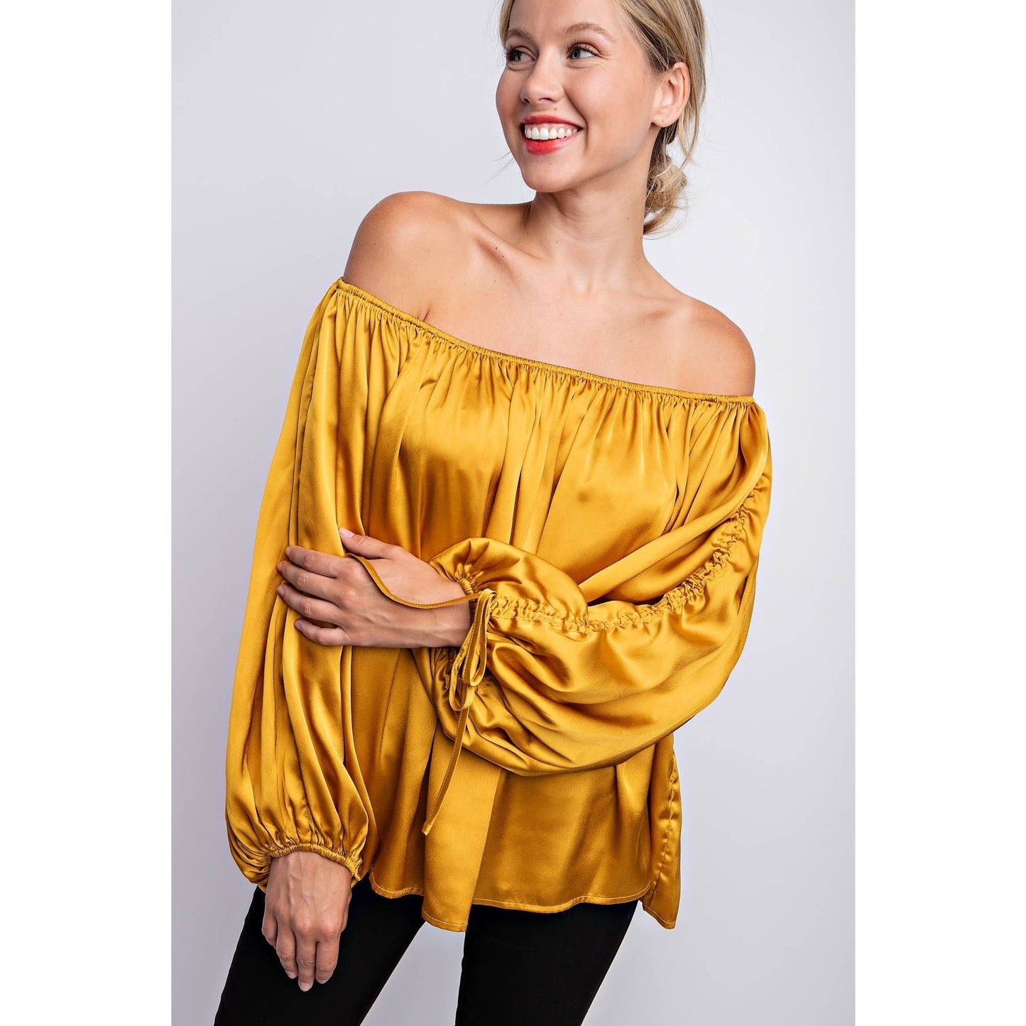 BALLON SLEEVE OFF THE SHOULDER BLOUSE - LVC3185