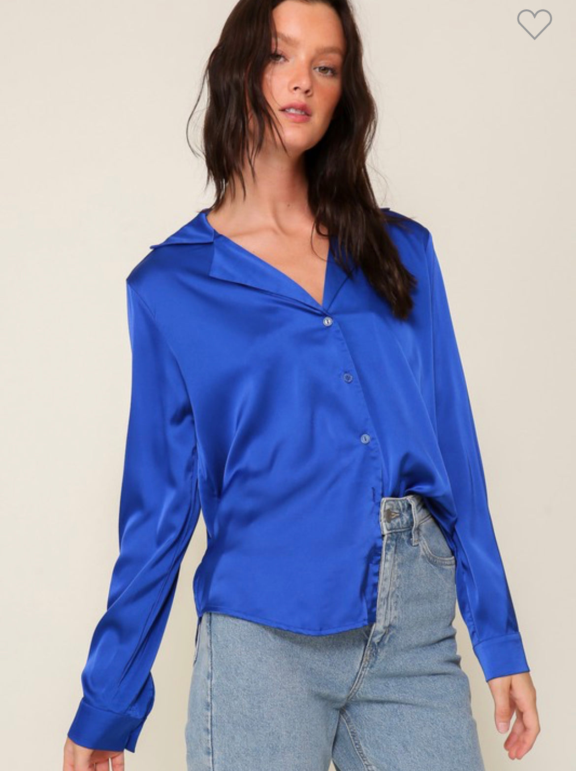 Satin collared button down shirt