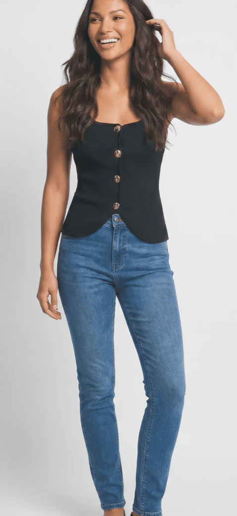 Selena square neck ribbed top