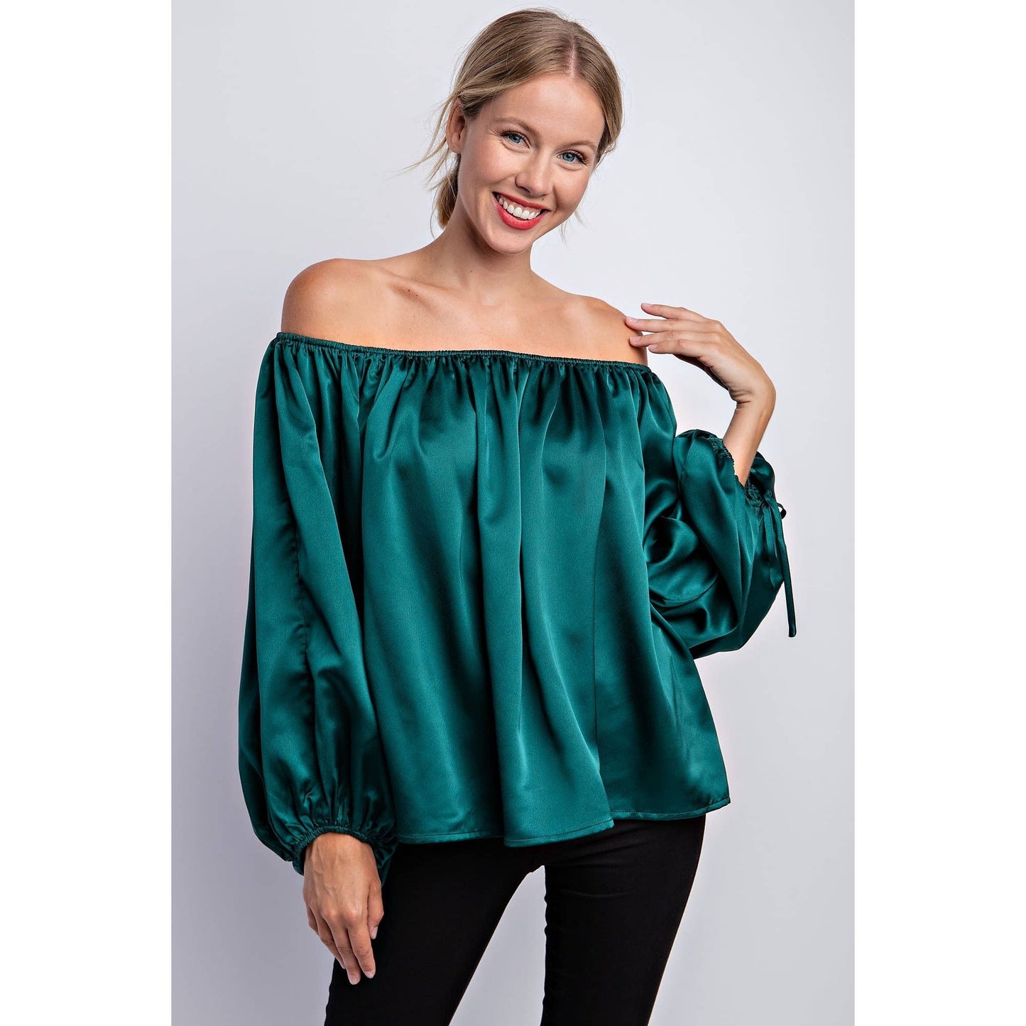 BALLON SLEEVE OFF THE SHOULDER BLOUSE - LVC3185