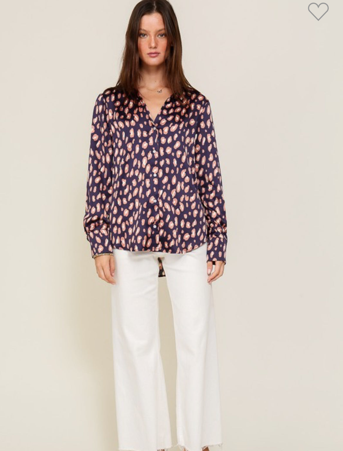 Liza leopard satin button down shirt