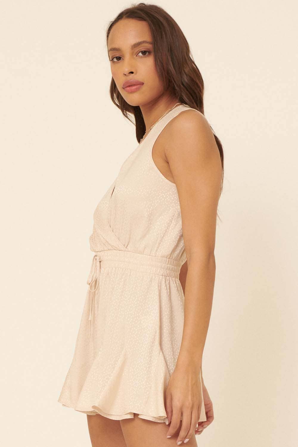 Aubrey Abstract Polka Dot Print Surplice Neck Romper