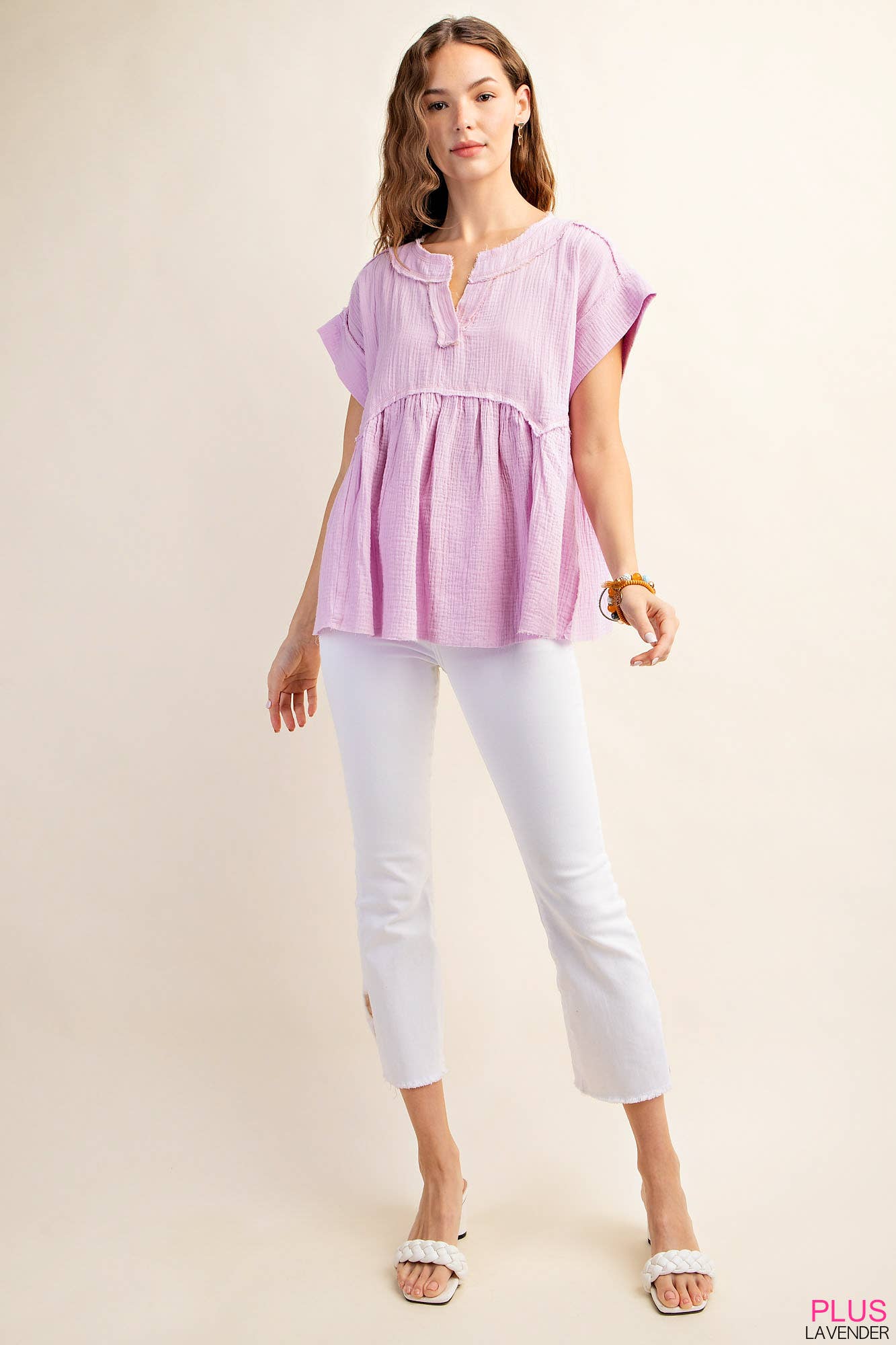 LINDSEY SHIRRED BABYDOLL TOP