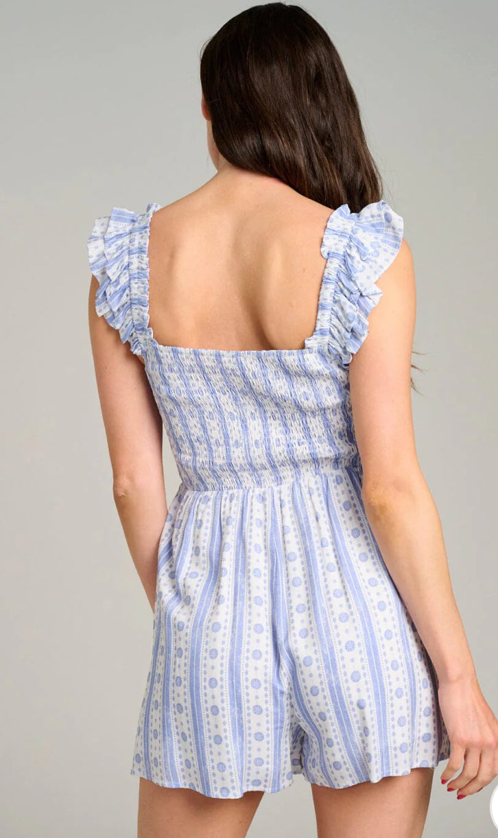 Sabrina smocked blue romper