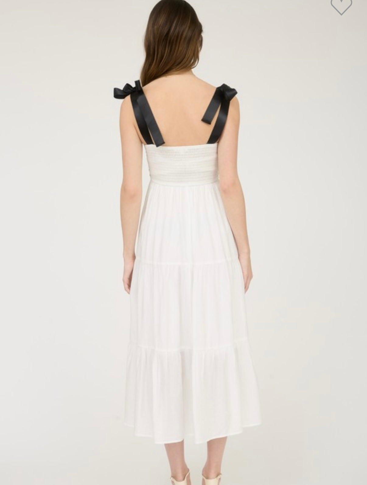 Erika embroidered detail ribbon strap Maxi dress