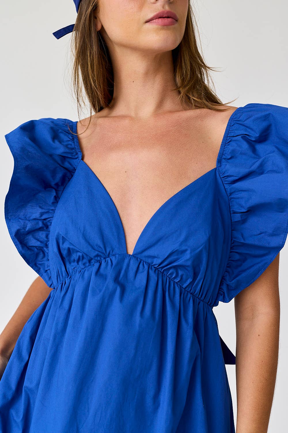 PD17371 - Audrey Tie-Back Ruffle Mini Dress