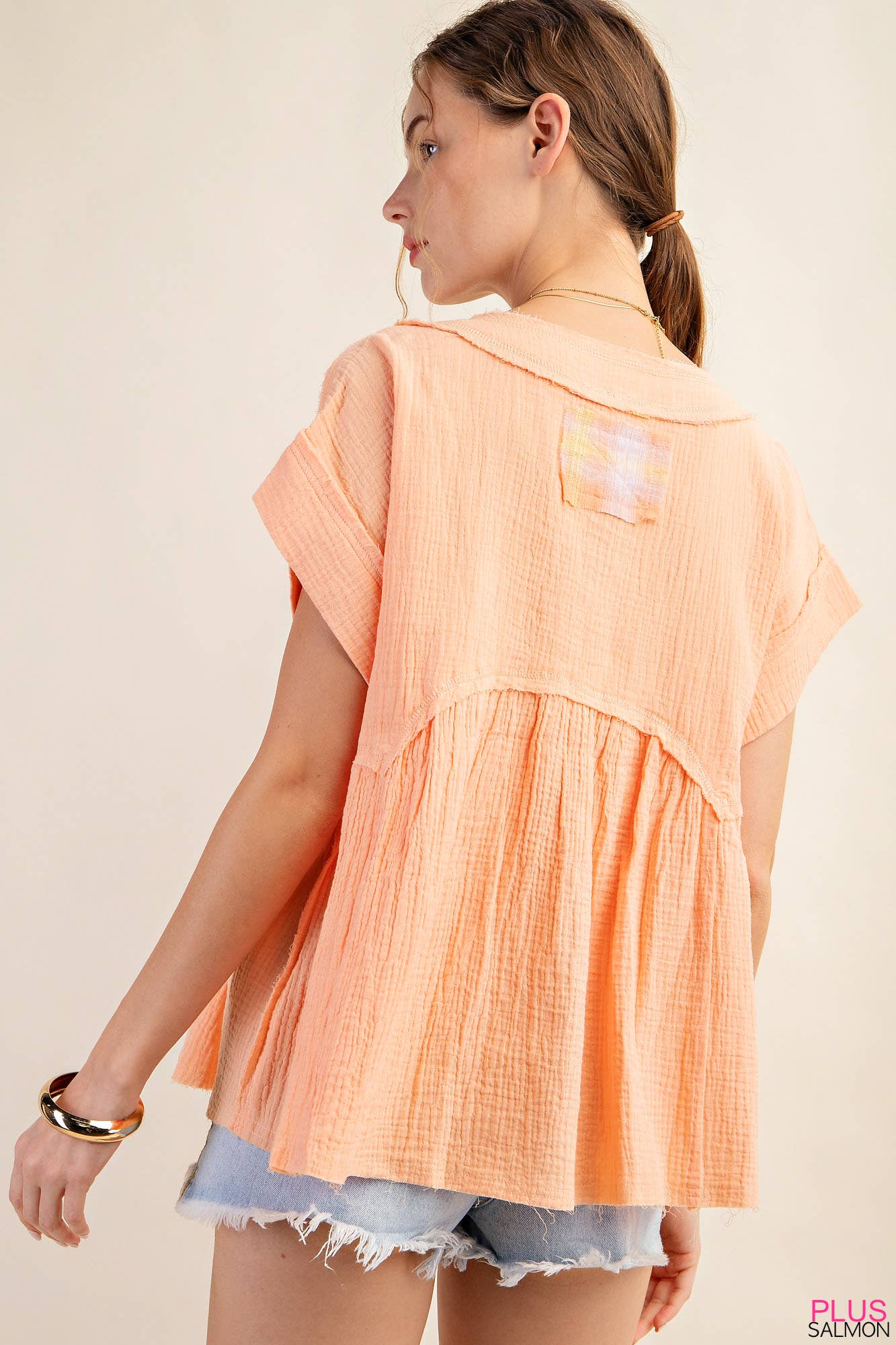 LINDSEY SHIRRED BABYDOLL TOP