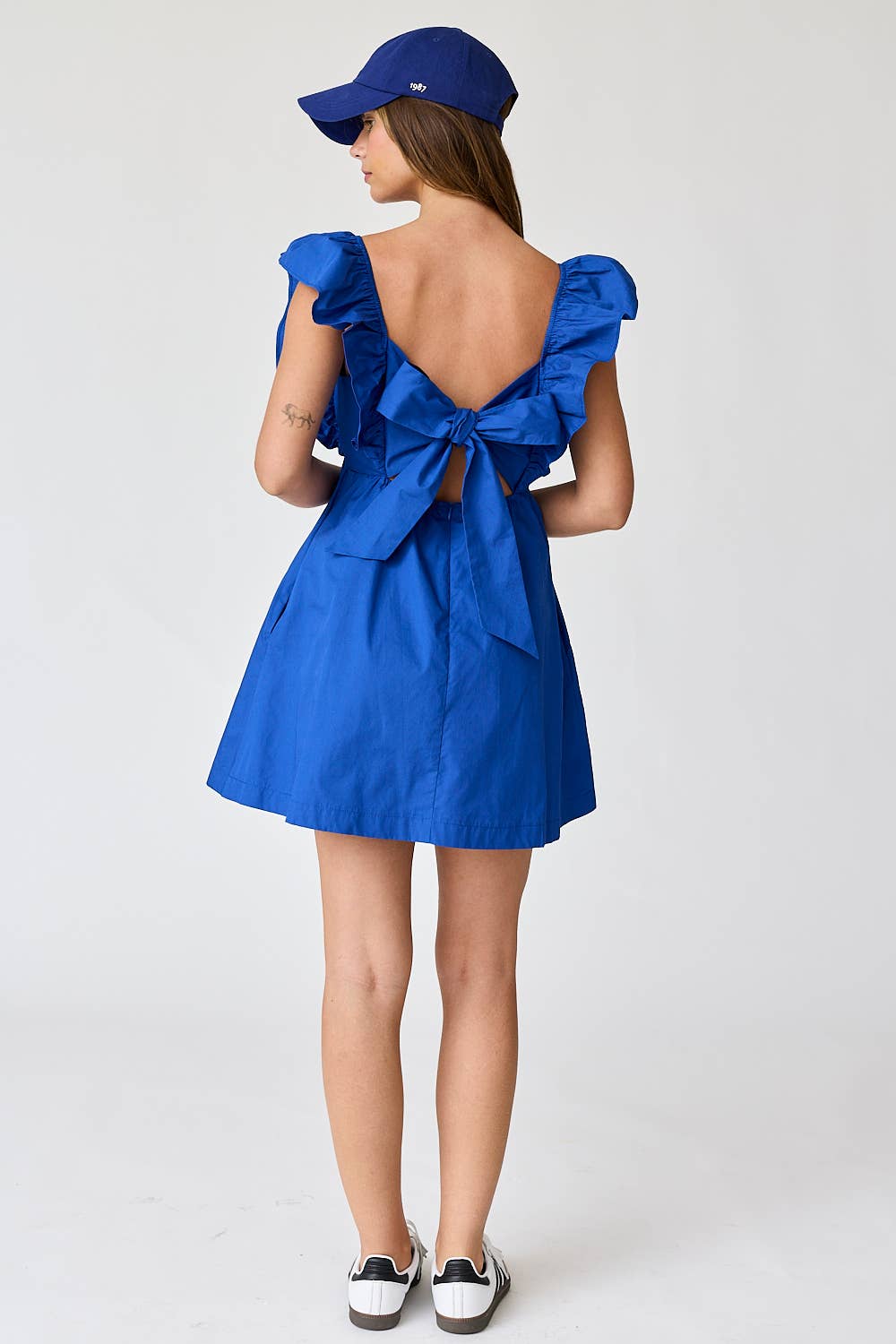 PD17371 - Audrey Tie-Back Ruffle Mini Dress