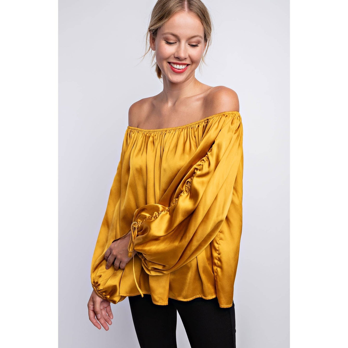 BALLON SLEEVE OFF THE SHOULDER BLOUSE - LVC3185
