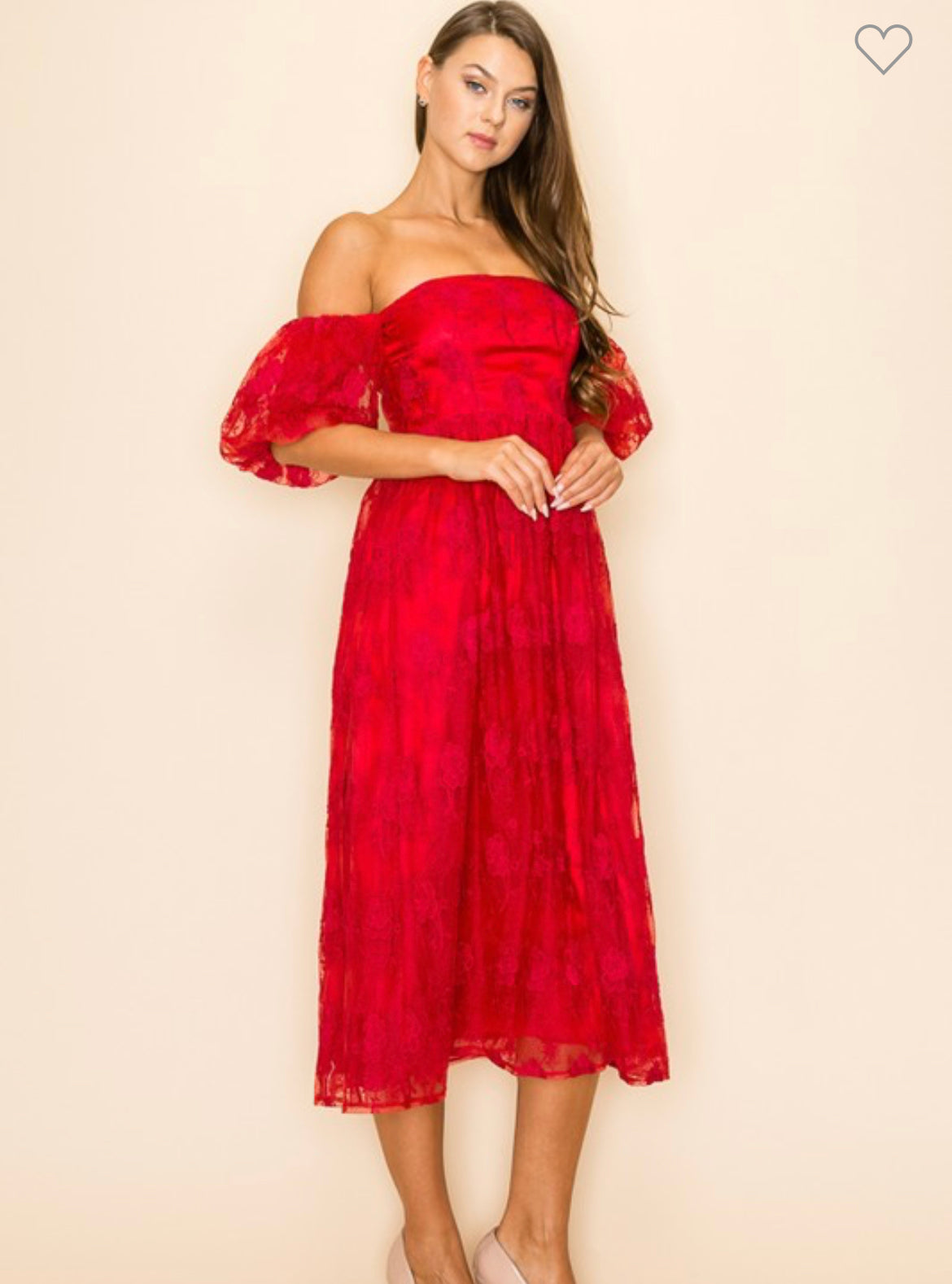 Sia deep red off shoulder dress