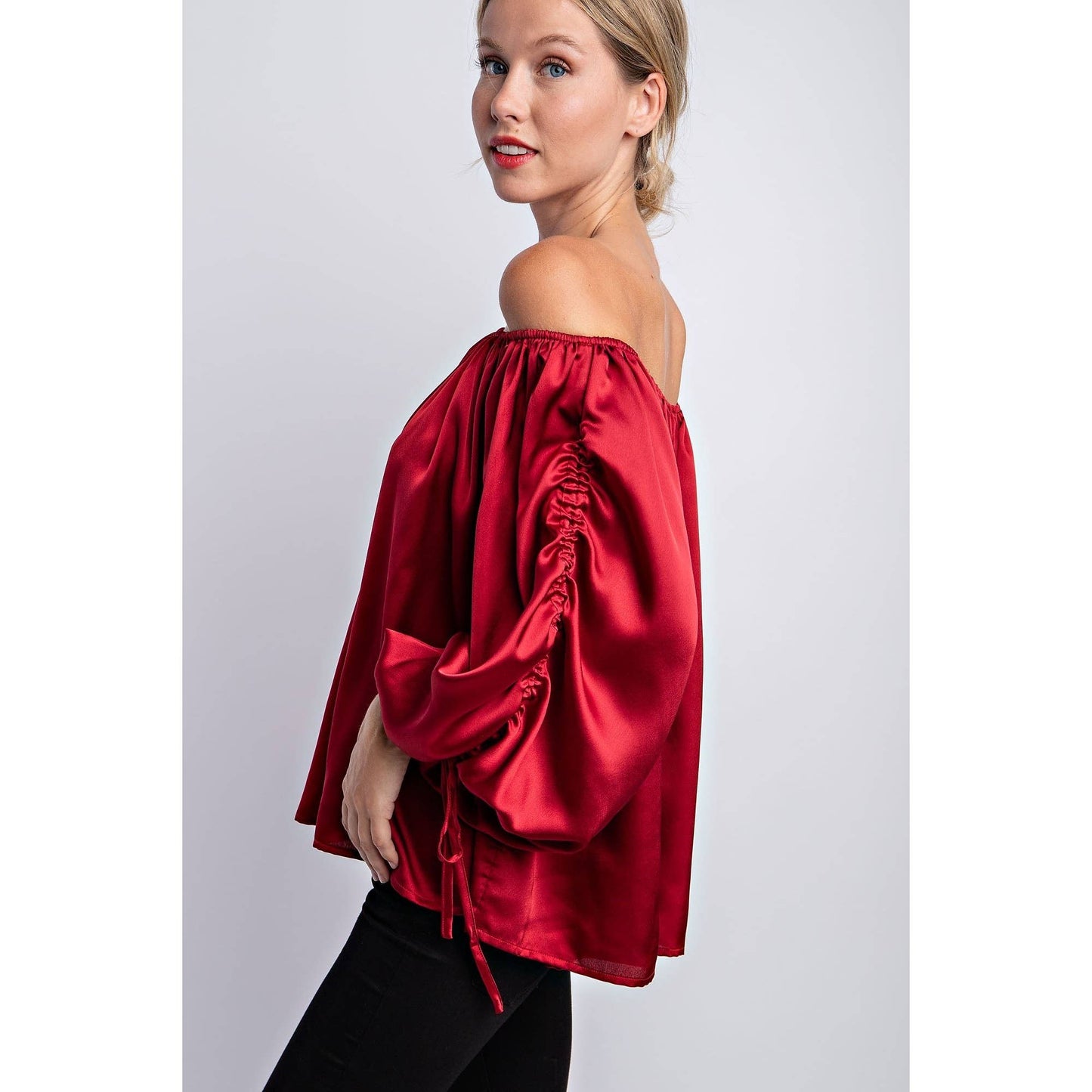 BALLON SLEEVE OFF THE SHOULDER BLOUSE - LVC3185