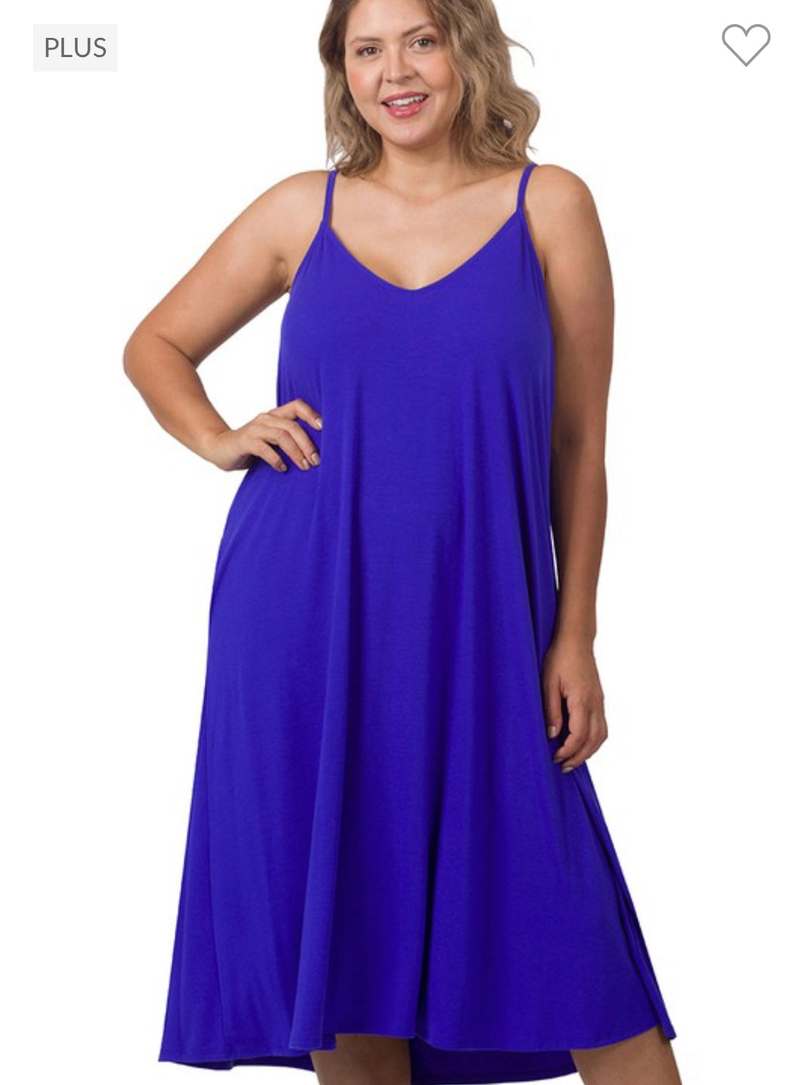 Plus cami v neck knee length dress