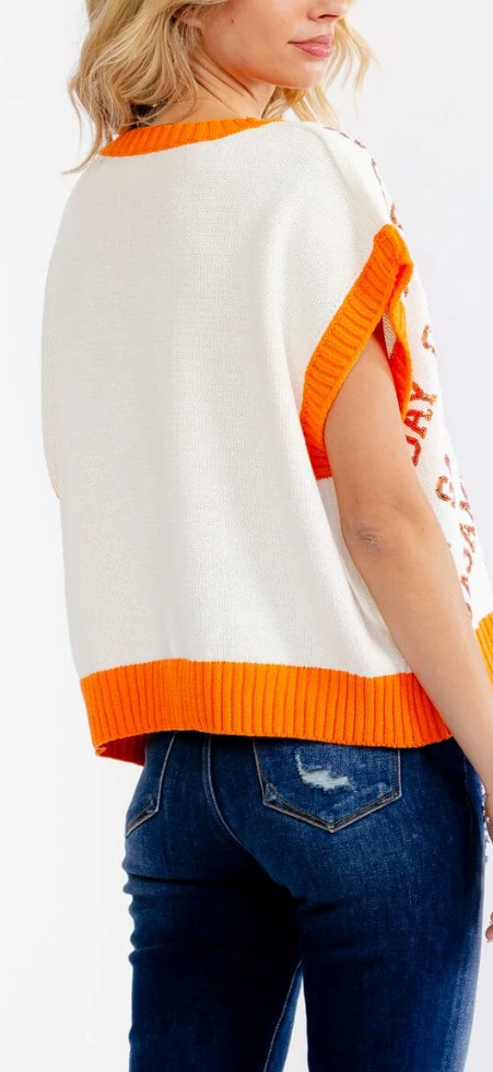 Orange gameday graffiti top