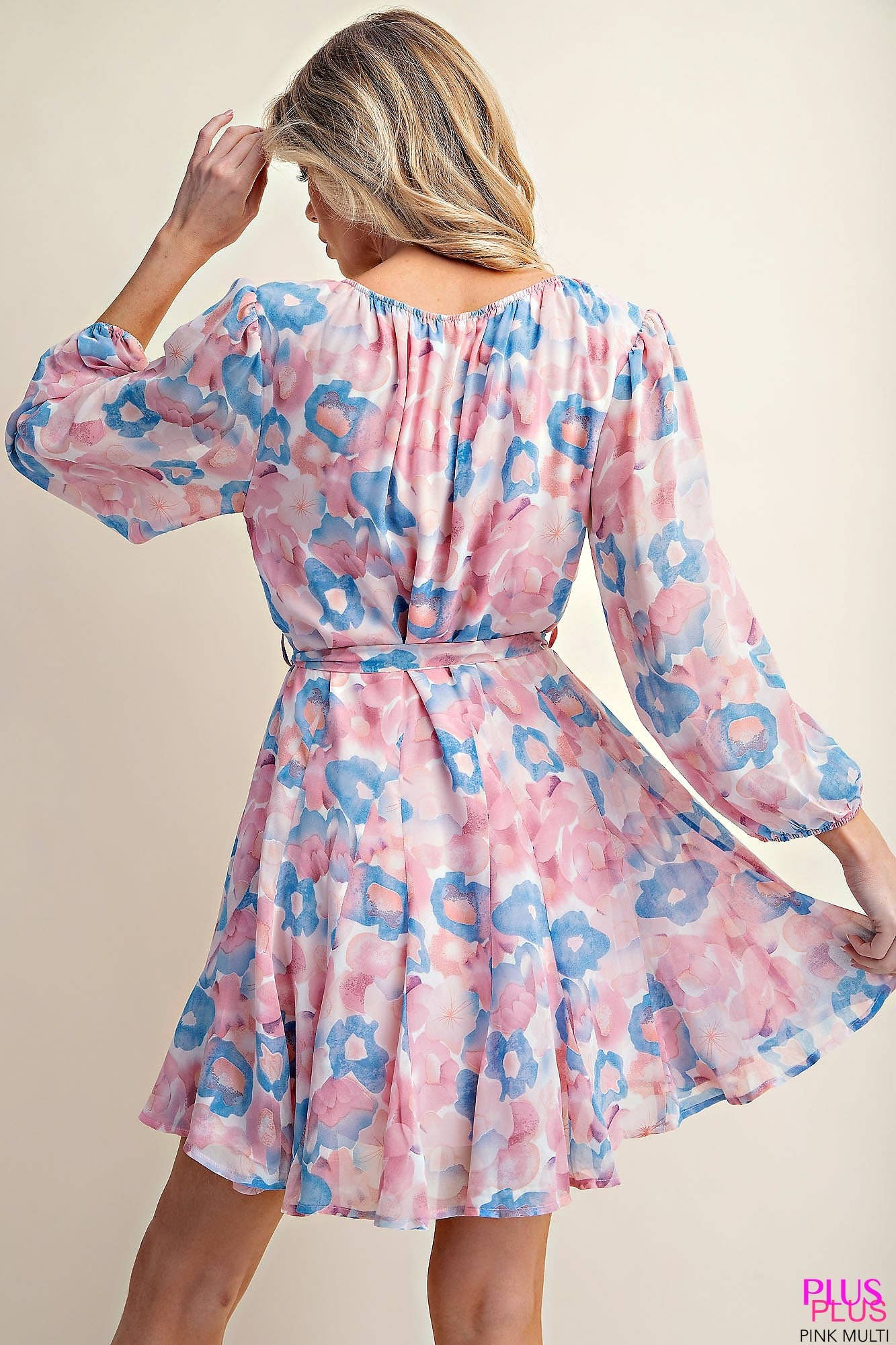 CASSIE CREPE CHIFFON DRESS WITH PRINTED FABRIC
