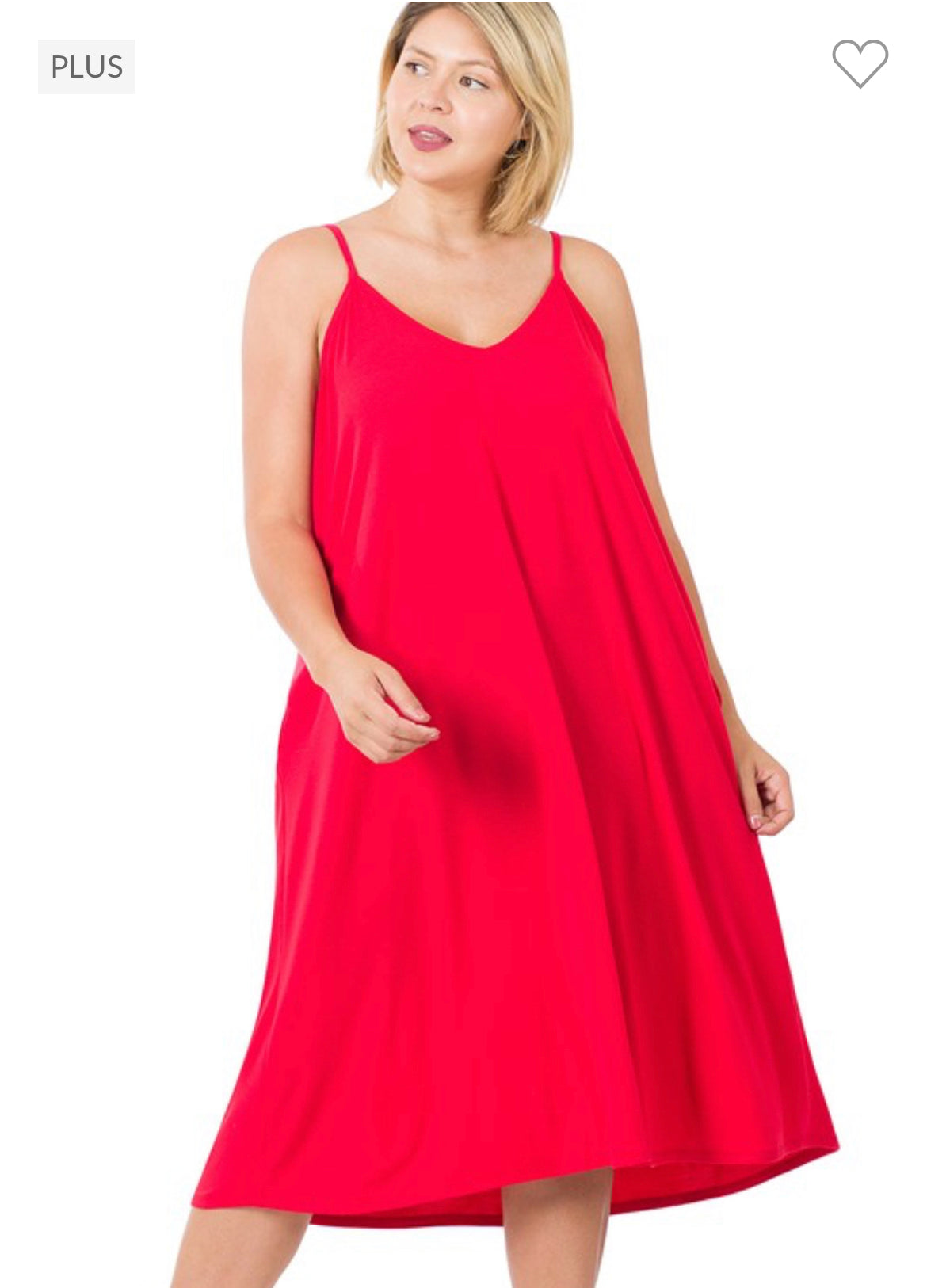 Plus cami v neck knee length dress