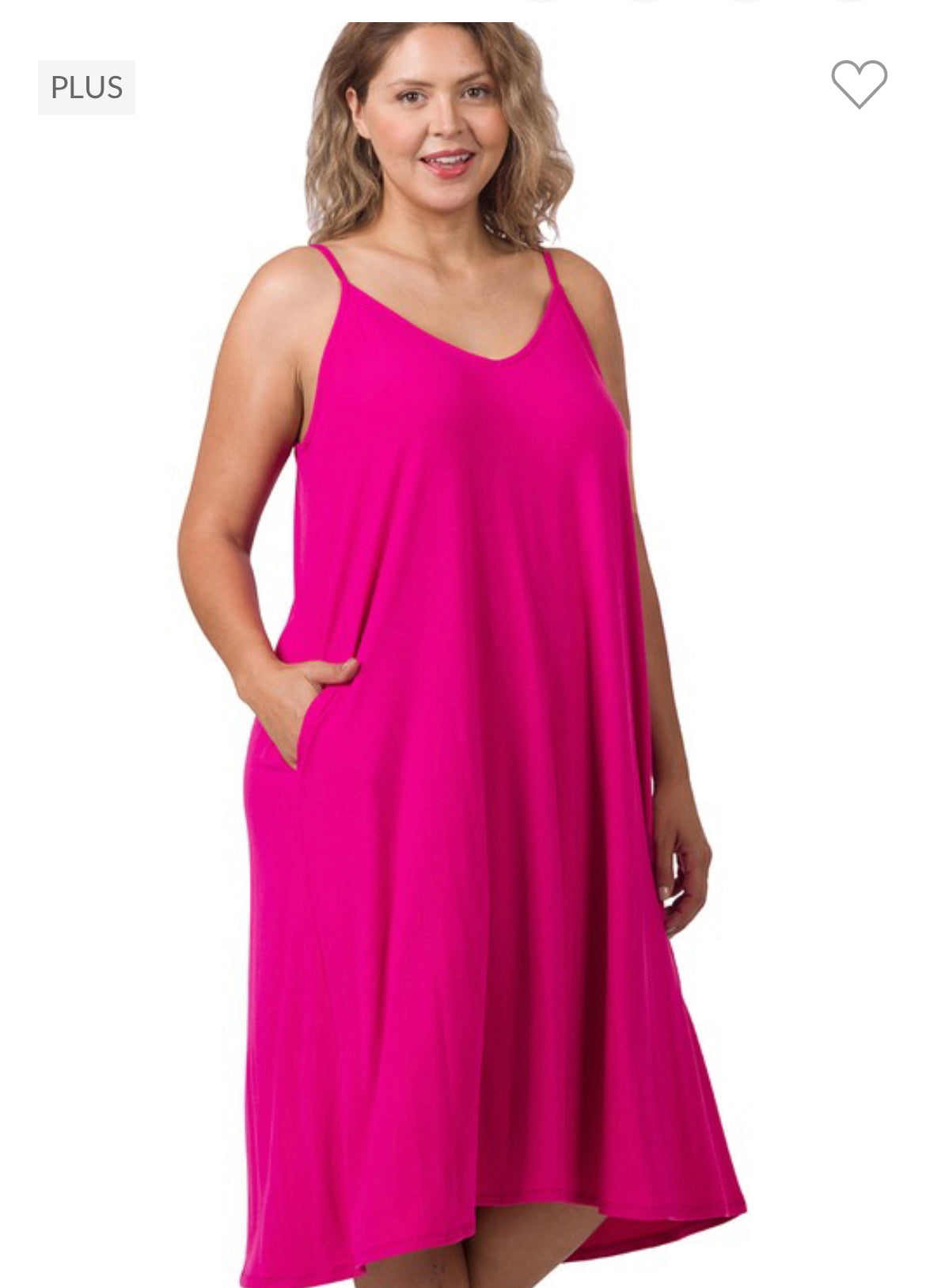 Plus cami v neck knee length dress