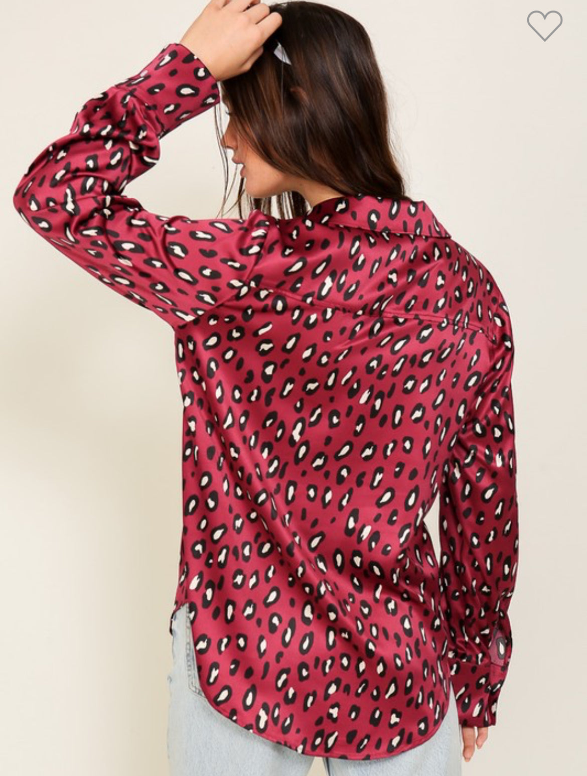 Liza leopard satin button down shirt