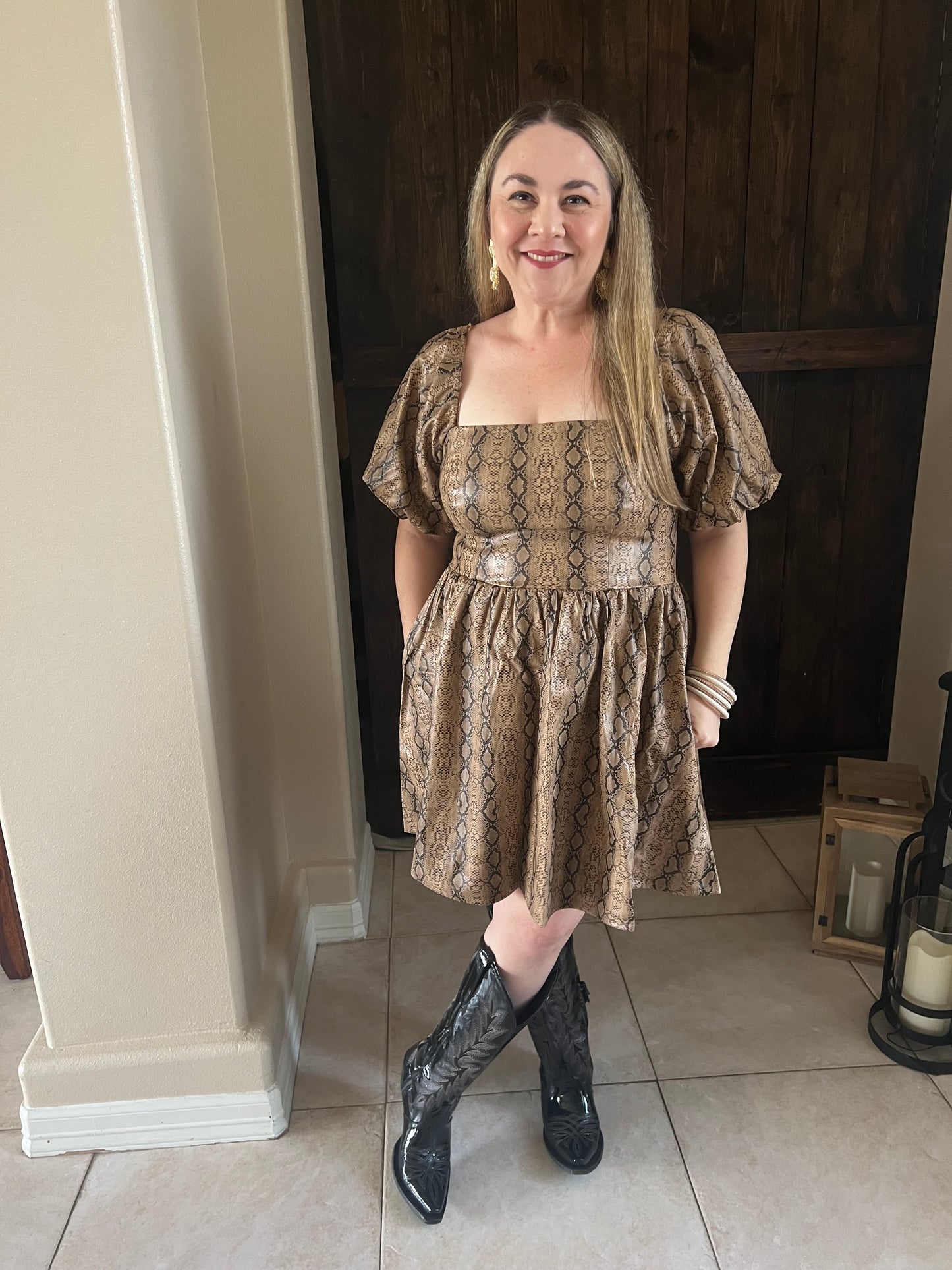 Sandy Snakeskin pleather dress