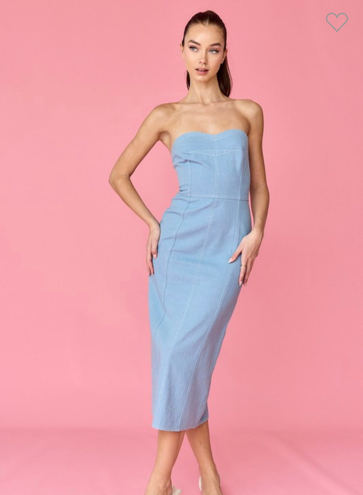 Mia Strapless Denim Midi dress