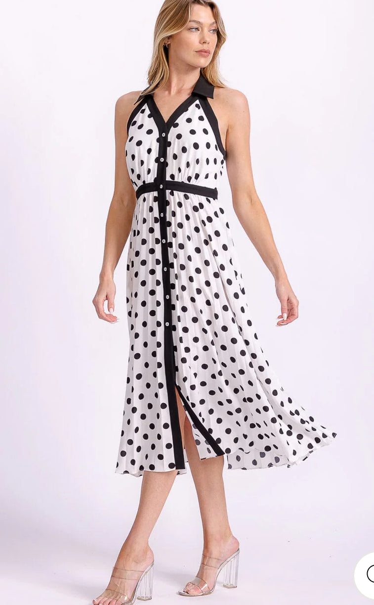 Portia polka dot midi dress