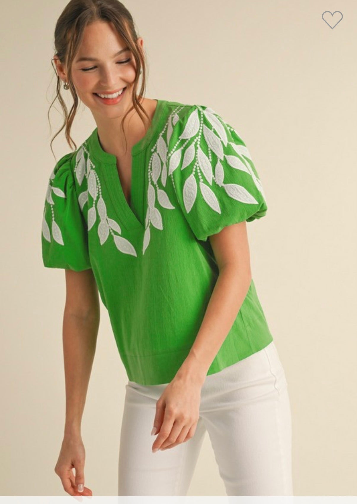 Lucy leaf embroidered blouse