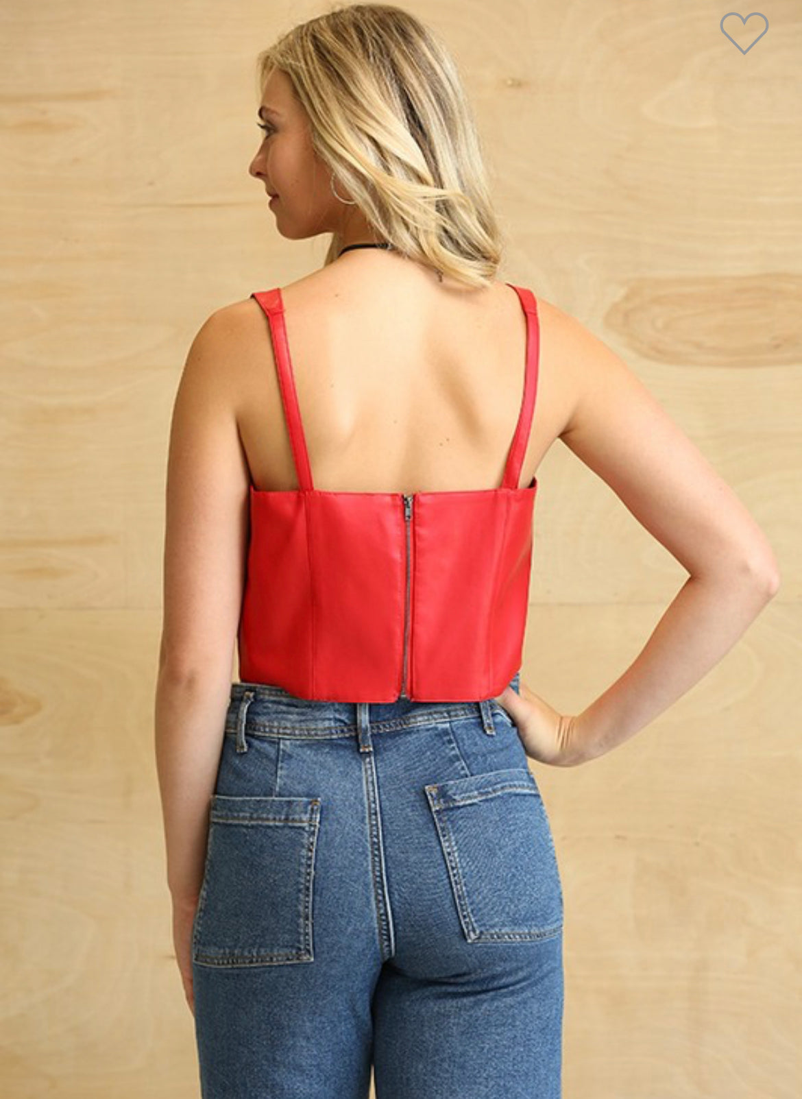 FAUX LEATHER CROP TOP- RED