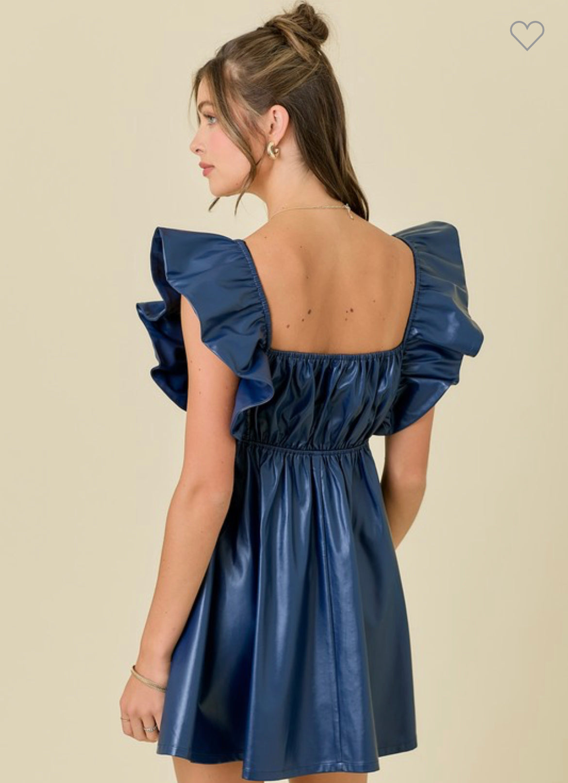Paula PU V Neck Flutter dress