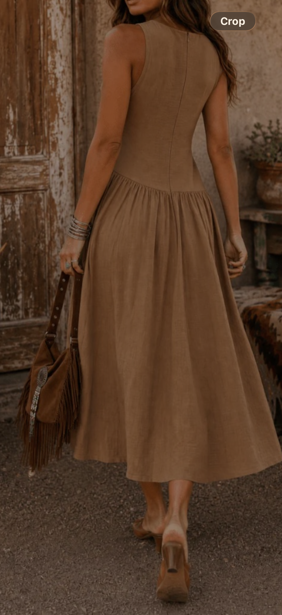 Carmela caramel midi dress