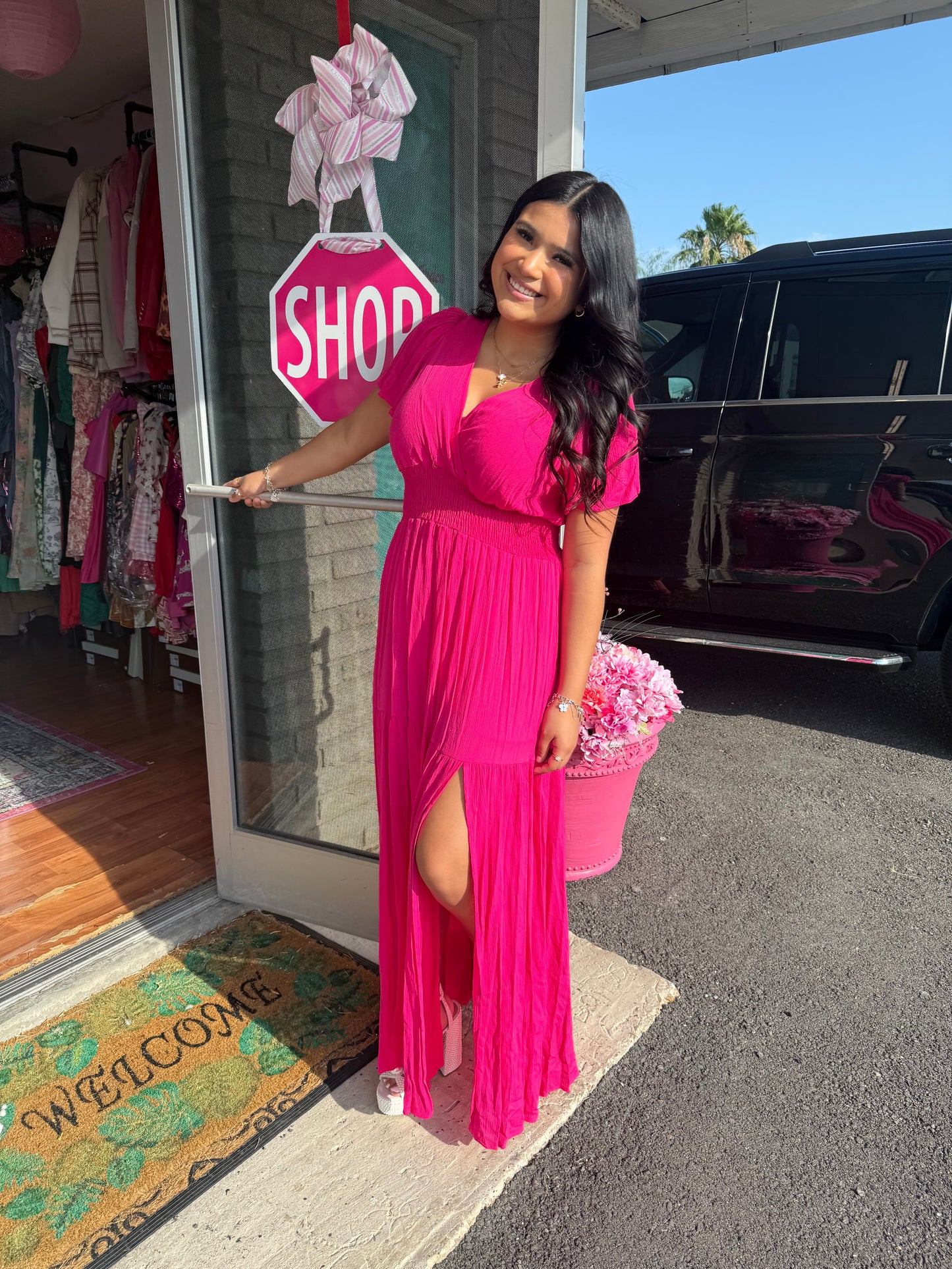 Heather hot pink maxi
