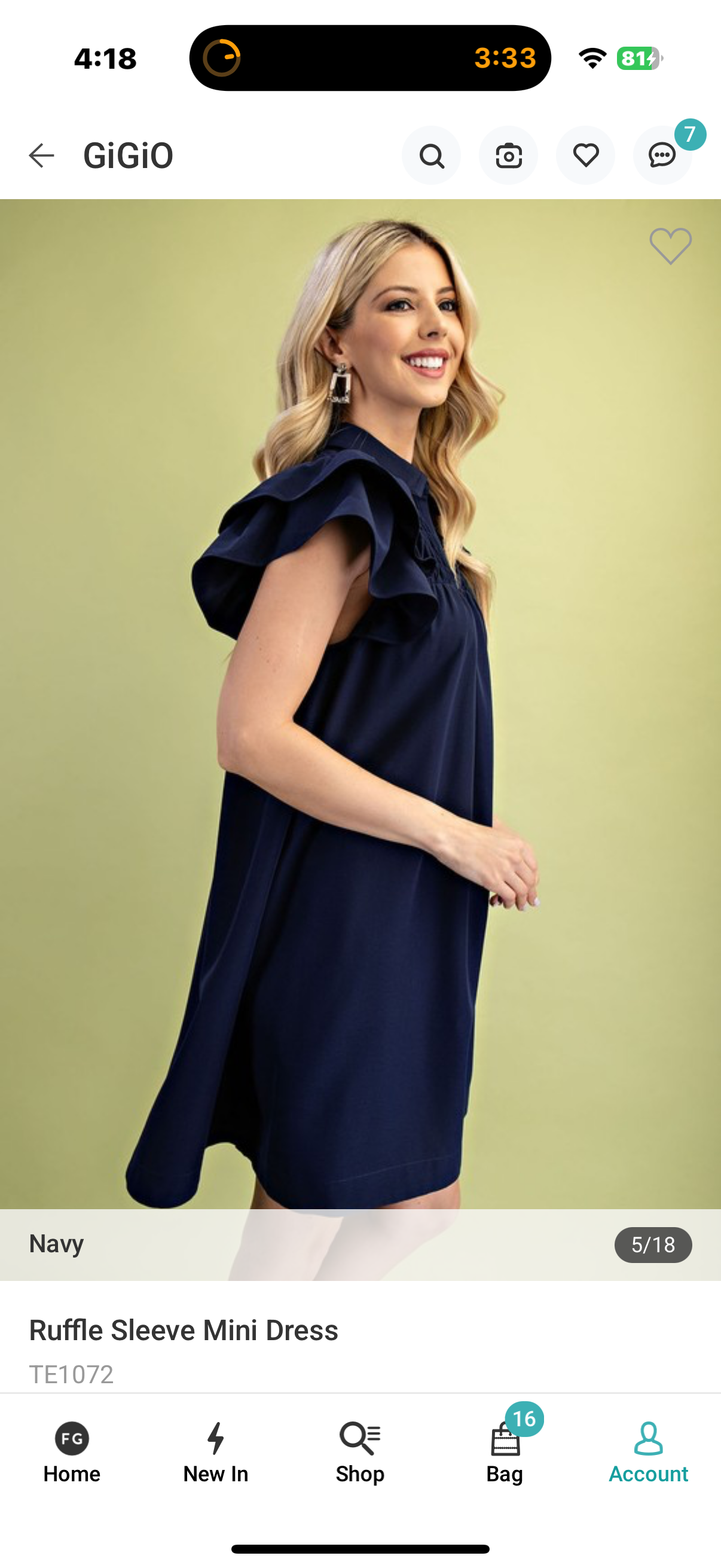Natasha navy flare sleeve dress