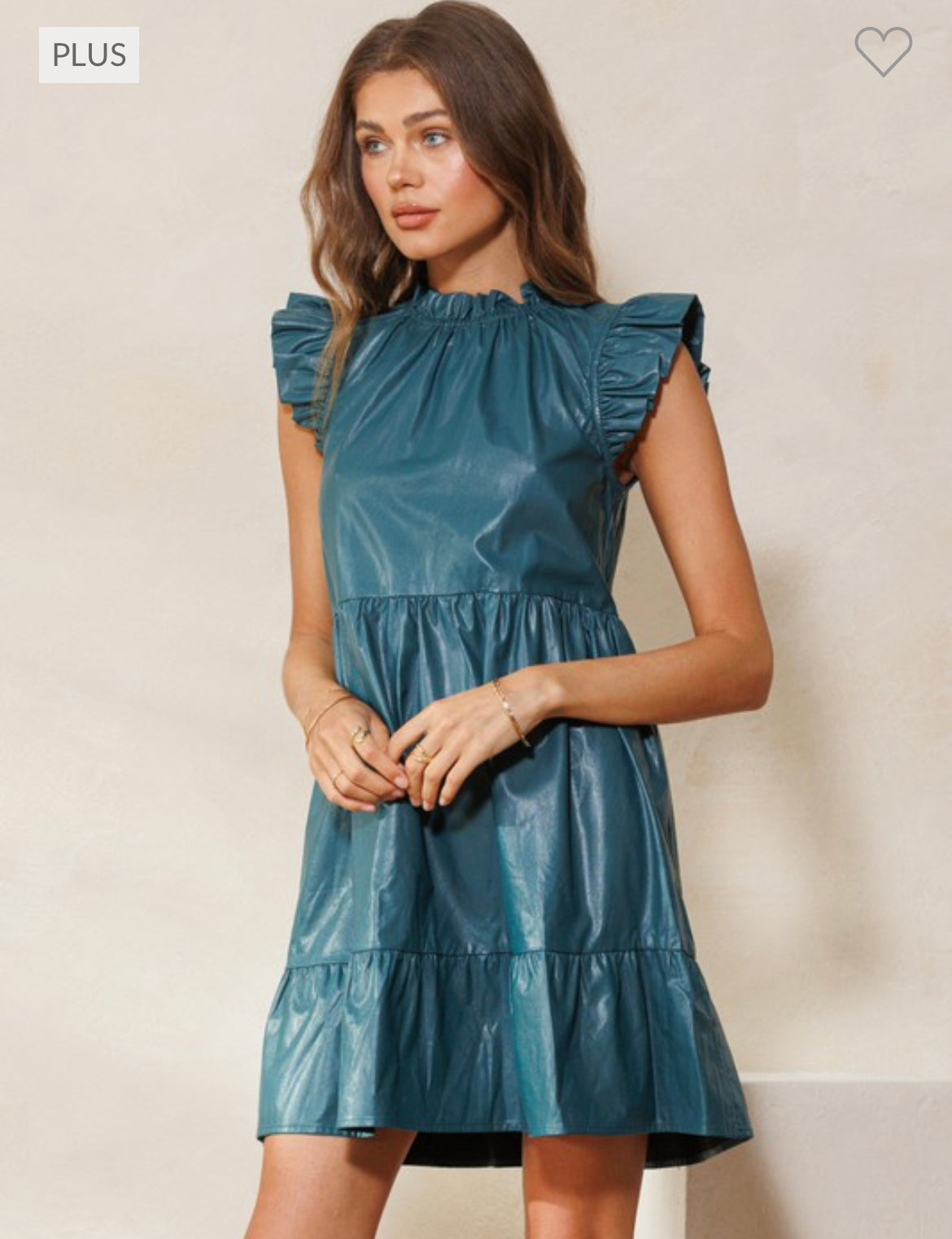 Faux leather tiered dress