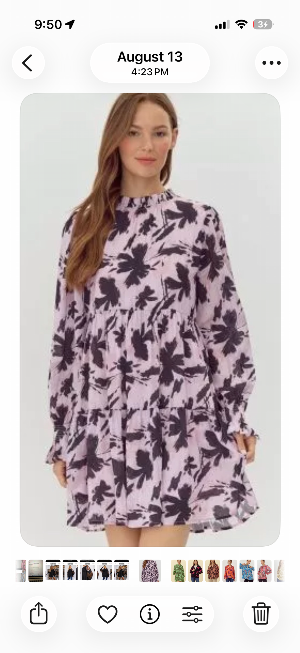 Plum leaves mock neck dress
