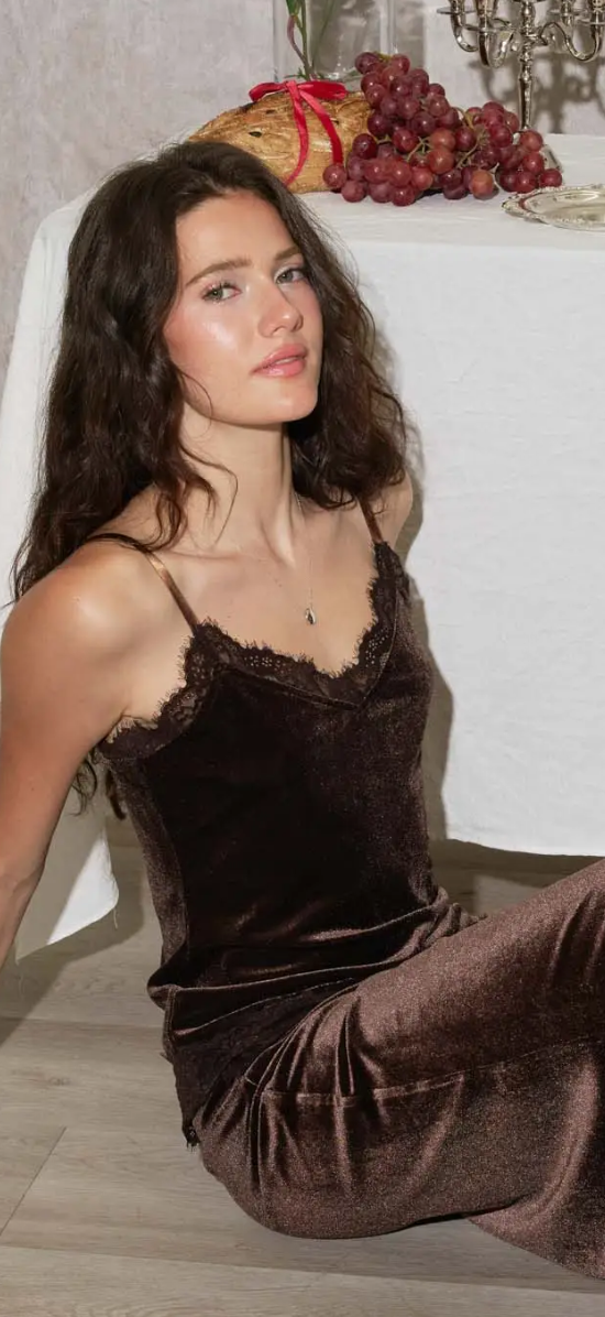 Brownie velvet skirt set