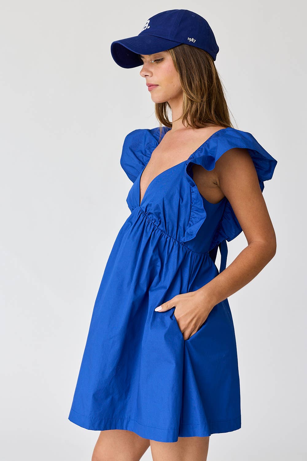 PD17371 - Audrey Tie-Back Ruffle Mini Dress