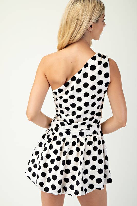 Olympia One Shoulder Balloon Hem Romper