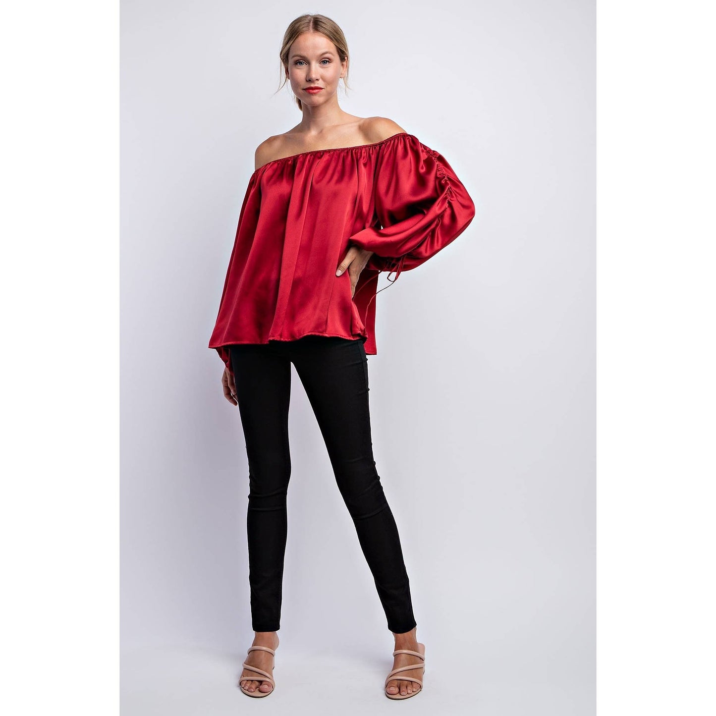 BALLON SLEEVE OFF THE SHOULDER BLOUSE - LVC3185
