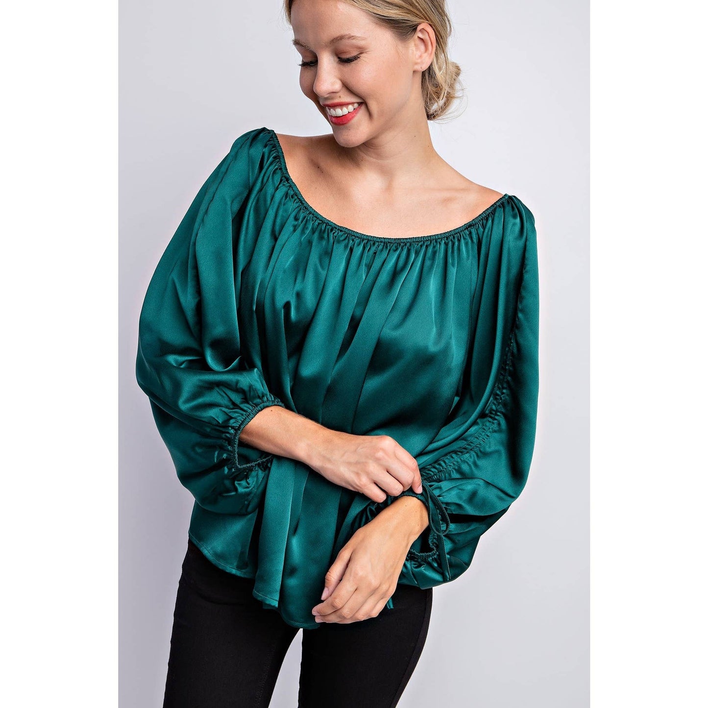 BALLON SLEEVE OFF THE SHOULDER BLOUSE - LVC3185