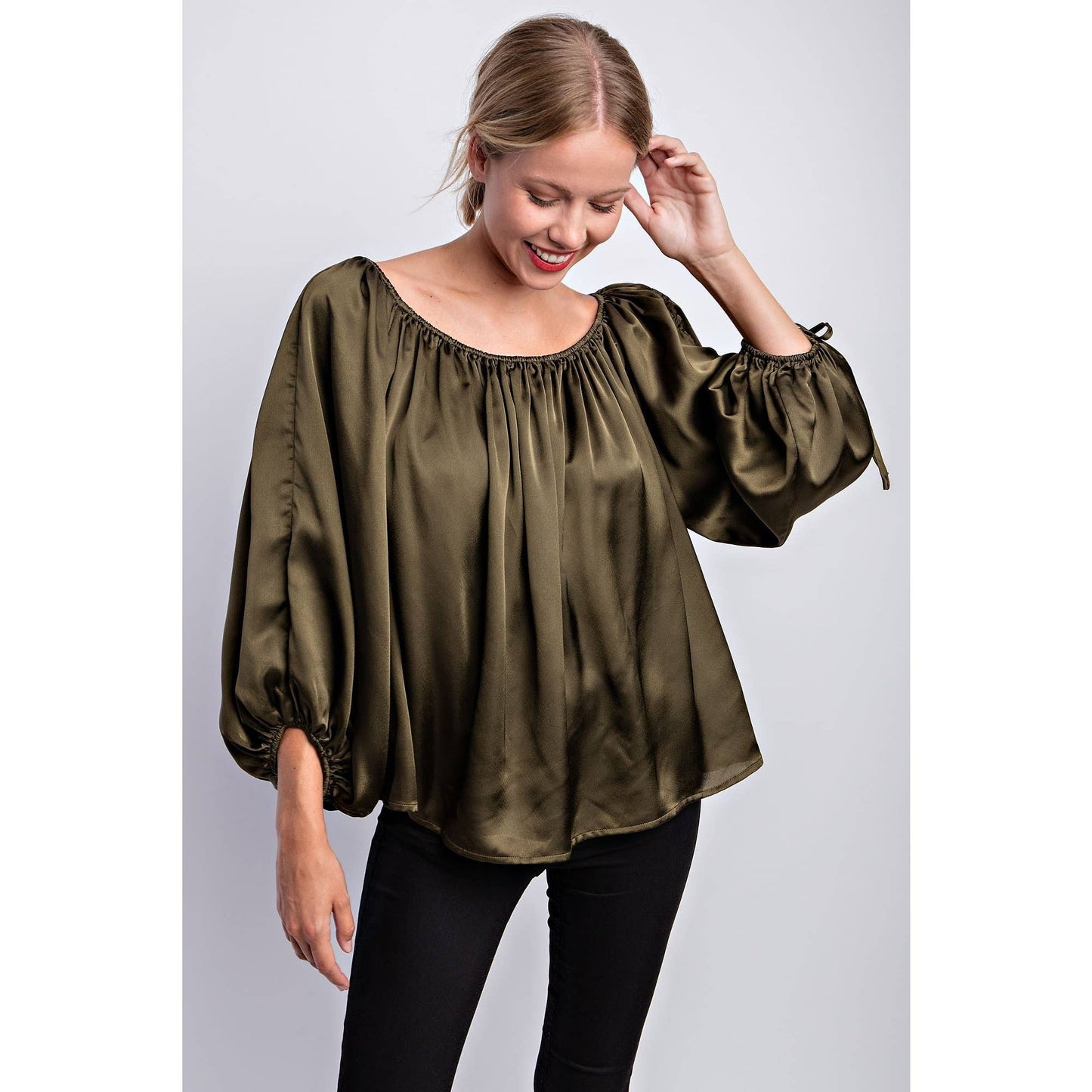 BALLON SLEEVE OFF THE SHOULDER BLOUSE - LVC3185
