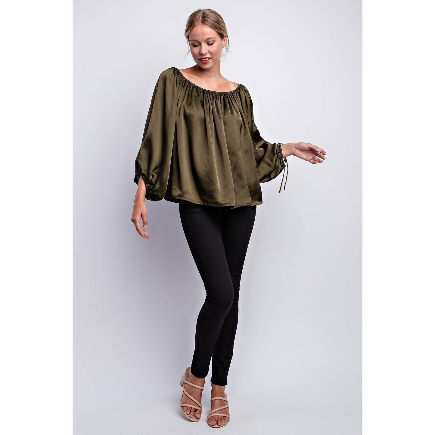 BALLON SLEEVE OFF THE SHOULDER BLOUSE - LVC3185