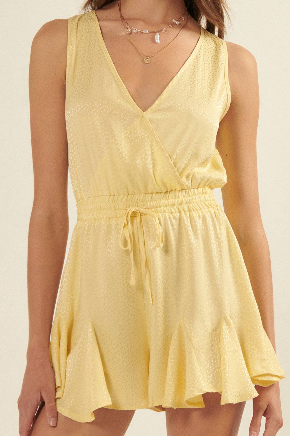 Aubrey Abstract Polka Dot Print Surplice Neck Romper