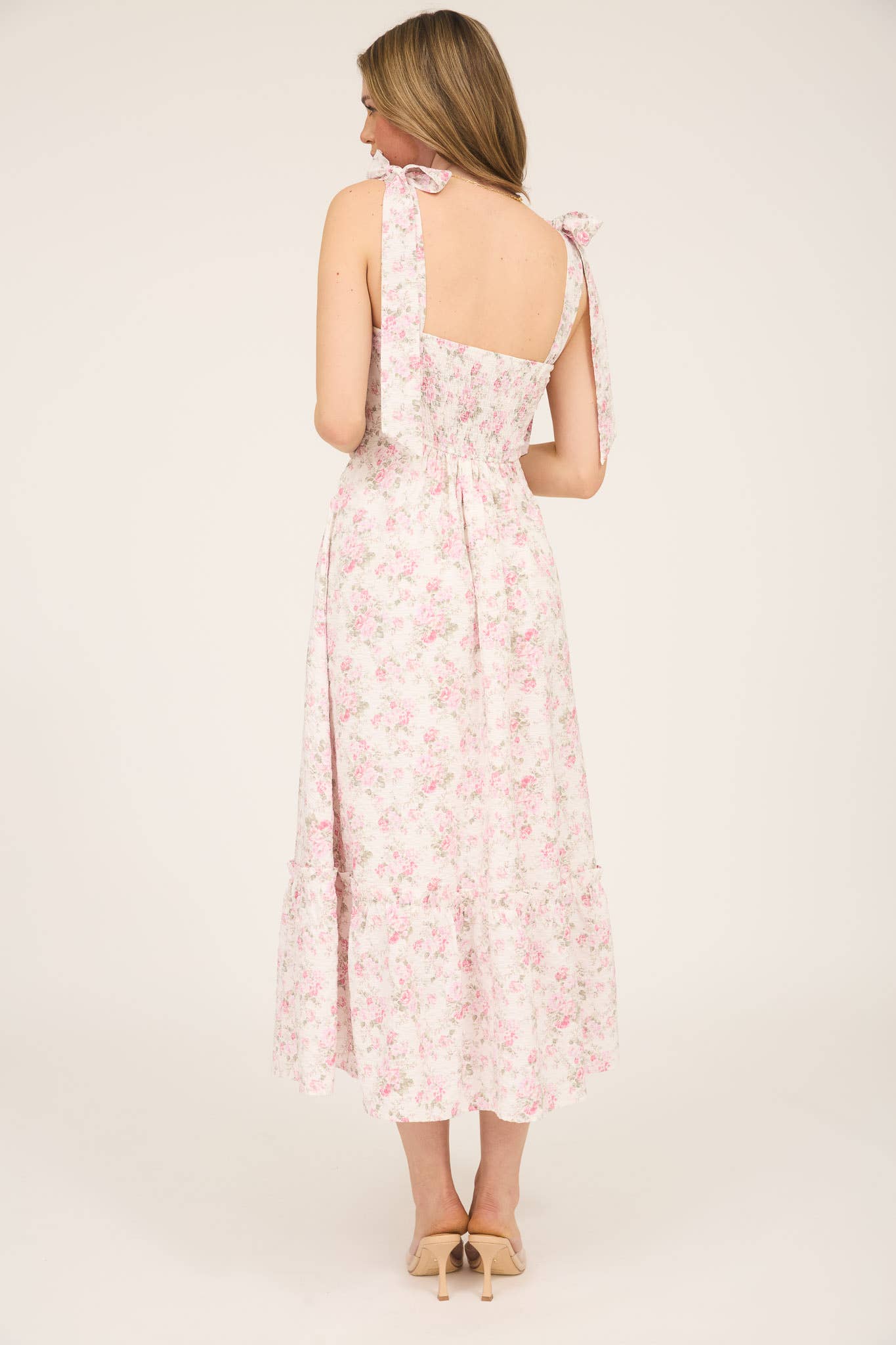Felicity FLORAL TIE STRAP RUCHED DETAIL MAXI DRESS