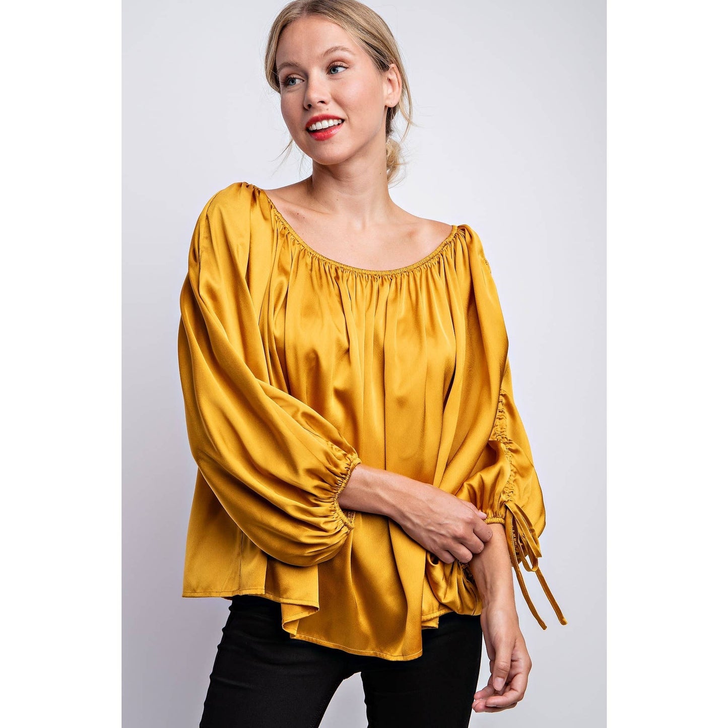 BALLON SLEEVE OFF THE SHOULDER BLOUSE - LVC3185