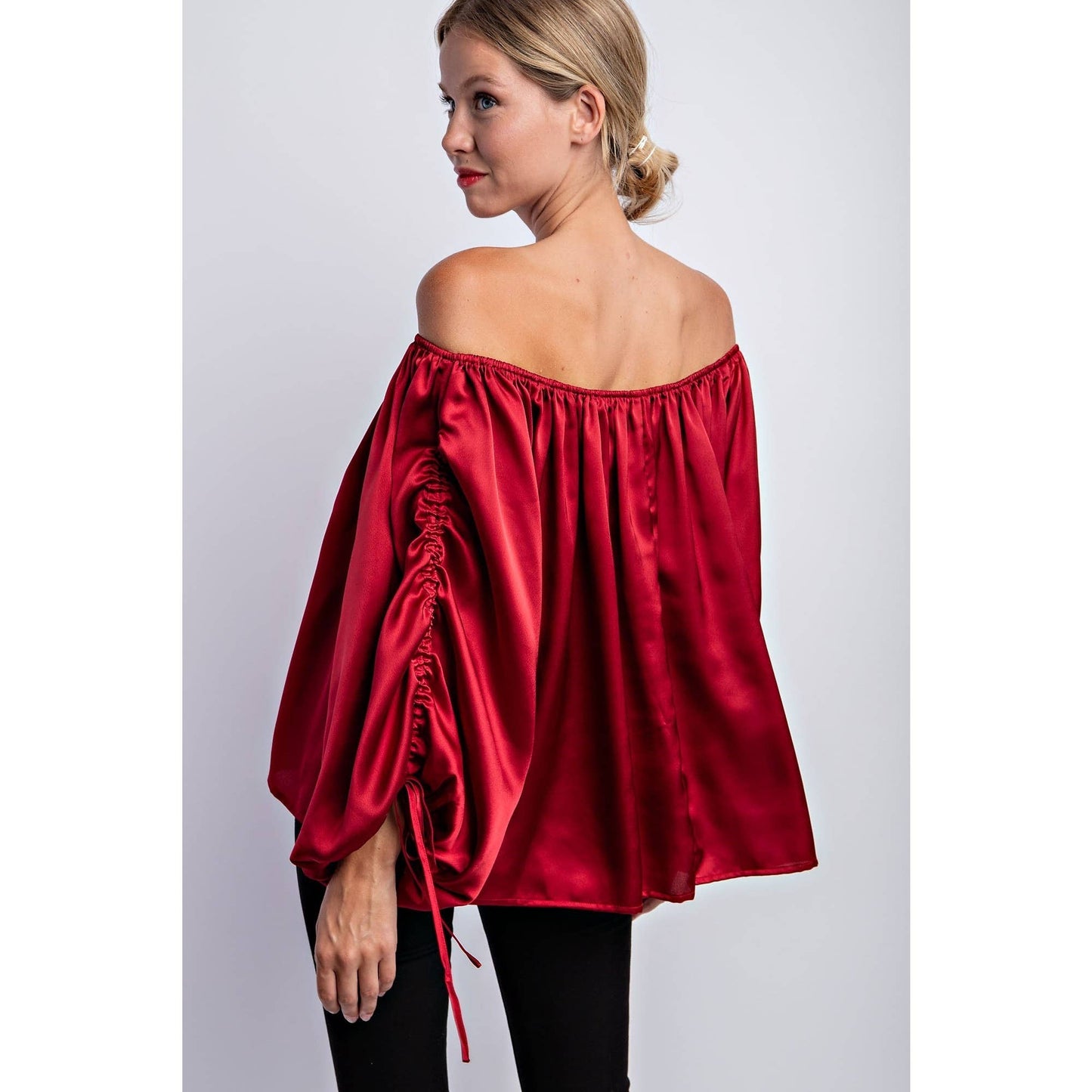BALLON SLEEVE OFF THE SHOULDER BLOUSE - LVC3185