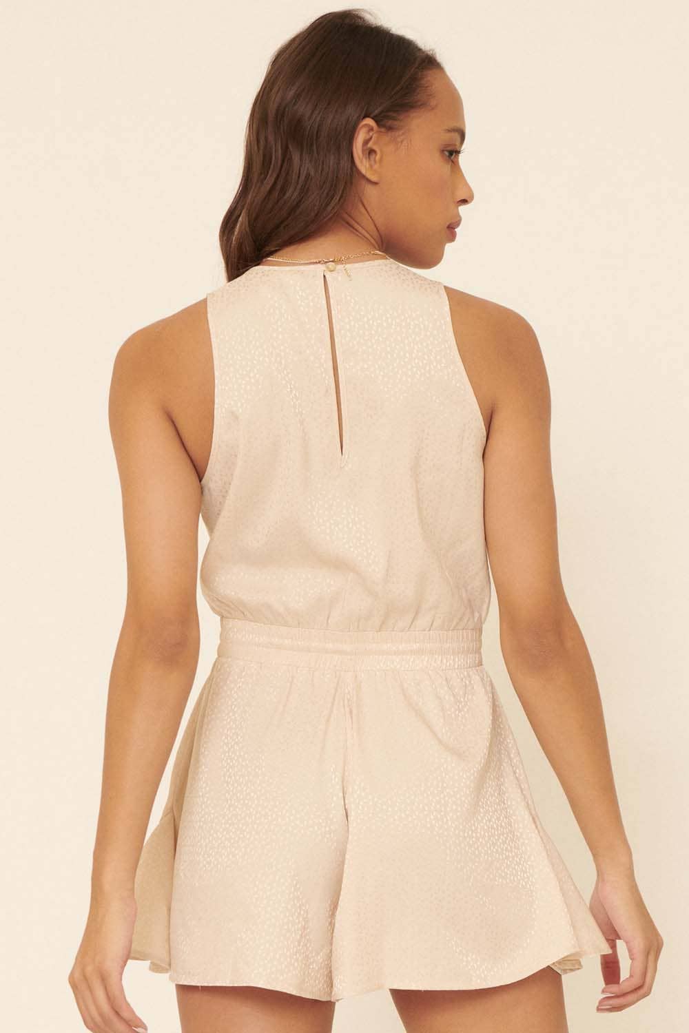 Aubrey Abstract Polka Dot Print Surplice Neck Romper