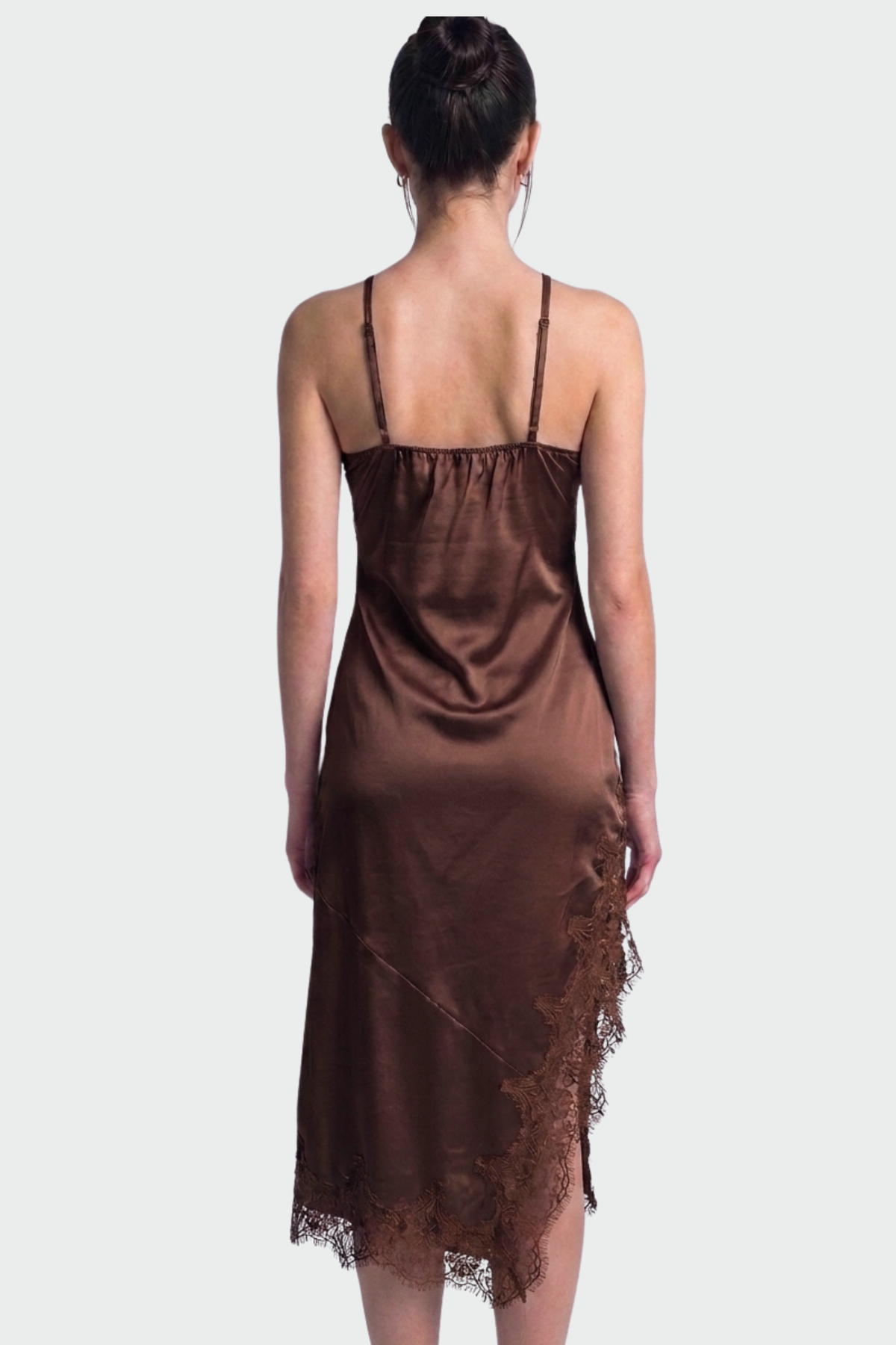Halsey Halter-neck Lace Trim Midi Slip Dress