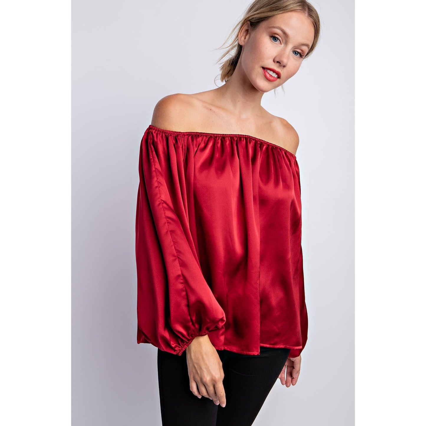 BALLON SLEEVE OFF THE SHOULDER BLOUSE - LVC3185