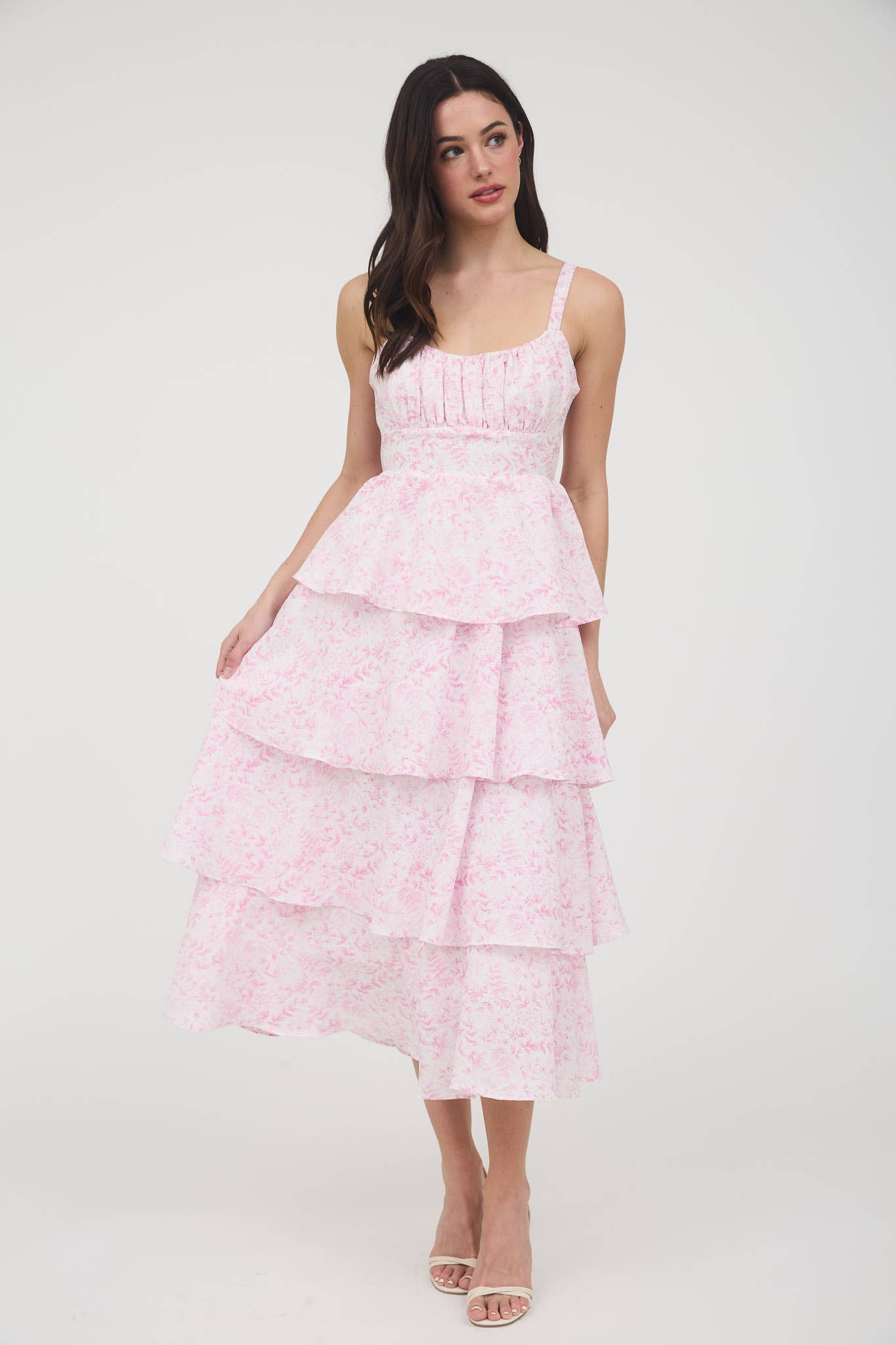 Francesca FLORAL BACK TIERED RUFFLE TIERED MAXI DRESS